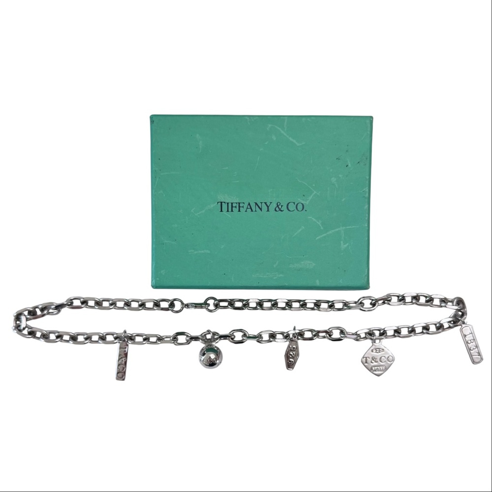 TIFFANY & CO - RARE RETIRED 1837 5 CHARMS NECKLACE - MINT - Picture 2 of 4